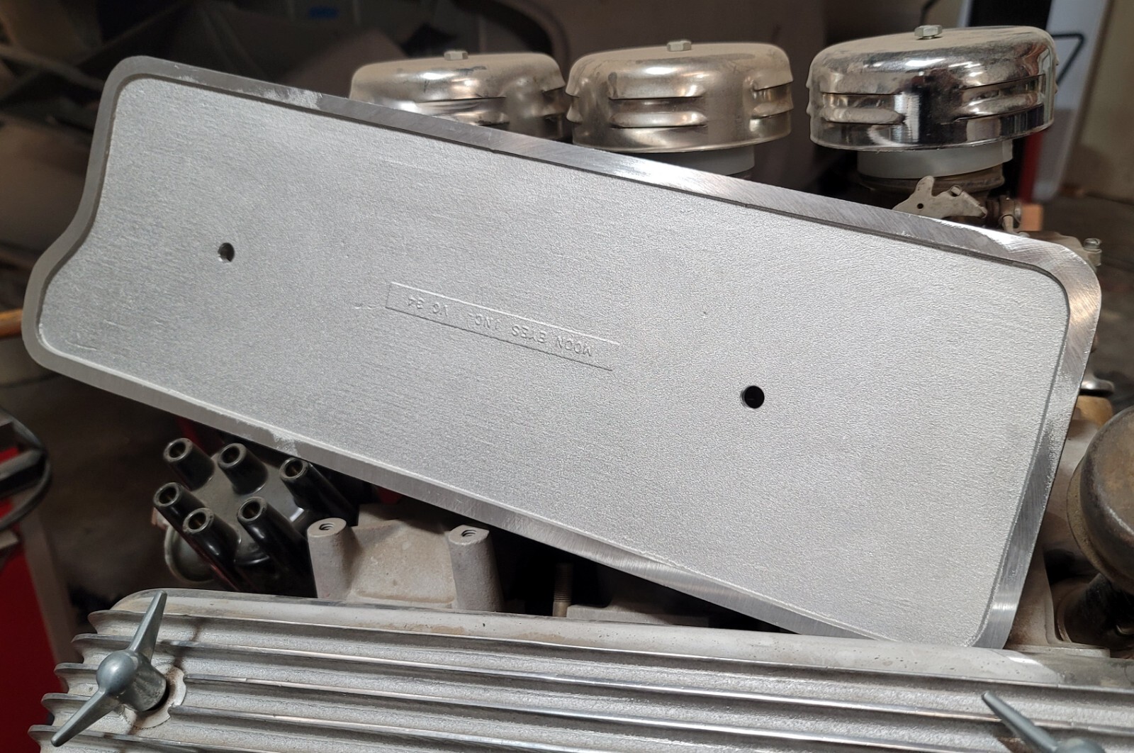 MOON vtg style Finned Aluminum VALLEY PAN Buick NAILHEAD V8 Hot Rod