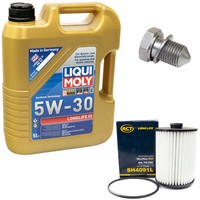 MotoröL Set 5W-30 5 Liter + ÖLfilter SH 4091 L + Schraube FüR Skoda Superb II VW