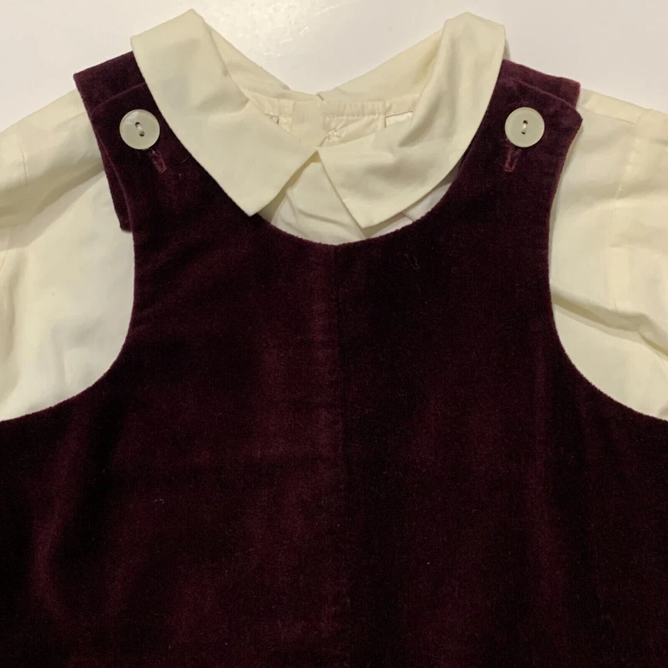 NEW Vtg Baby Laura Ashley Boy Shorts Romper Shirt 2 Pc Red Christmas Outfit 18 - Image 4 of 4