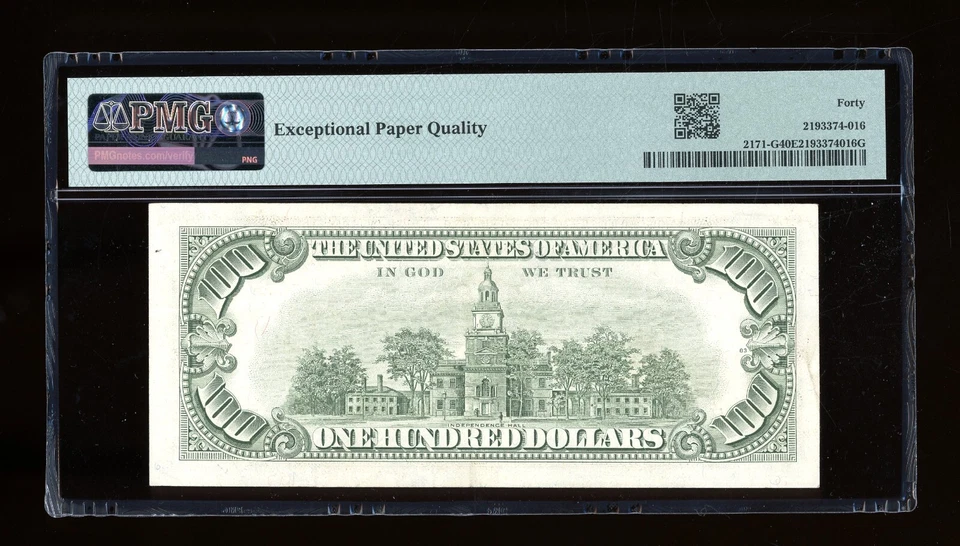 DBR 1985 $100 FRN Chicago Fr. 2171-G PMG XF-40 EPQ Serial G02224856A - Image 2 of 2