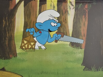Hanna Barbera Original 1980er Vintage TV SCHLÜMPFE Animation Kunst Produktion Cel #388