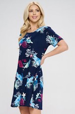 JOSTAR SHORT DRESS Poly Spandex Stretch Knit NAUTICAL BLUE  S M L XL 2X 3X