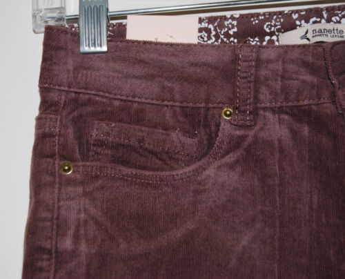 Pantaloni donna Nanette Lepore viola polvere Hamilton skinny velluto a coste nuovi con etichette taglia 8 10 - Foto 3 di 14