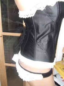 AGENT PROVOCATEUR VINTAGE SEXY BLACK & WHITE MAID STYLE CORSET & BRIEF LARGE A/B