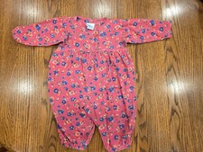 Vintage 90s Baby B'Gosh Oshkosh Long Sleeve Bubble Romper 6 9 Months Floral