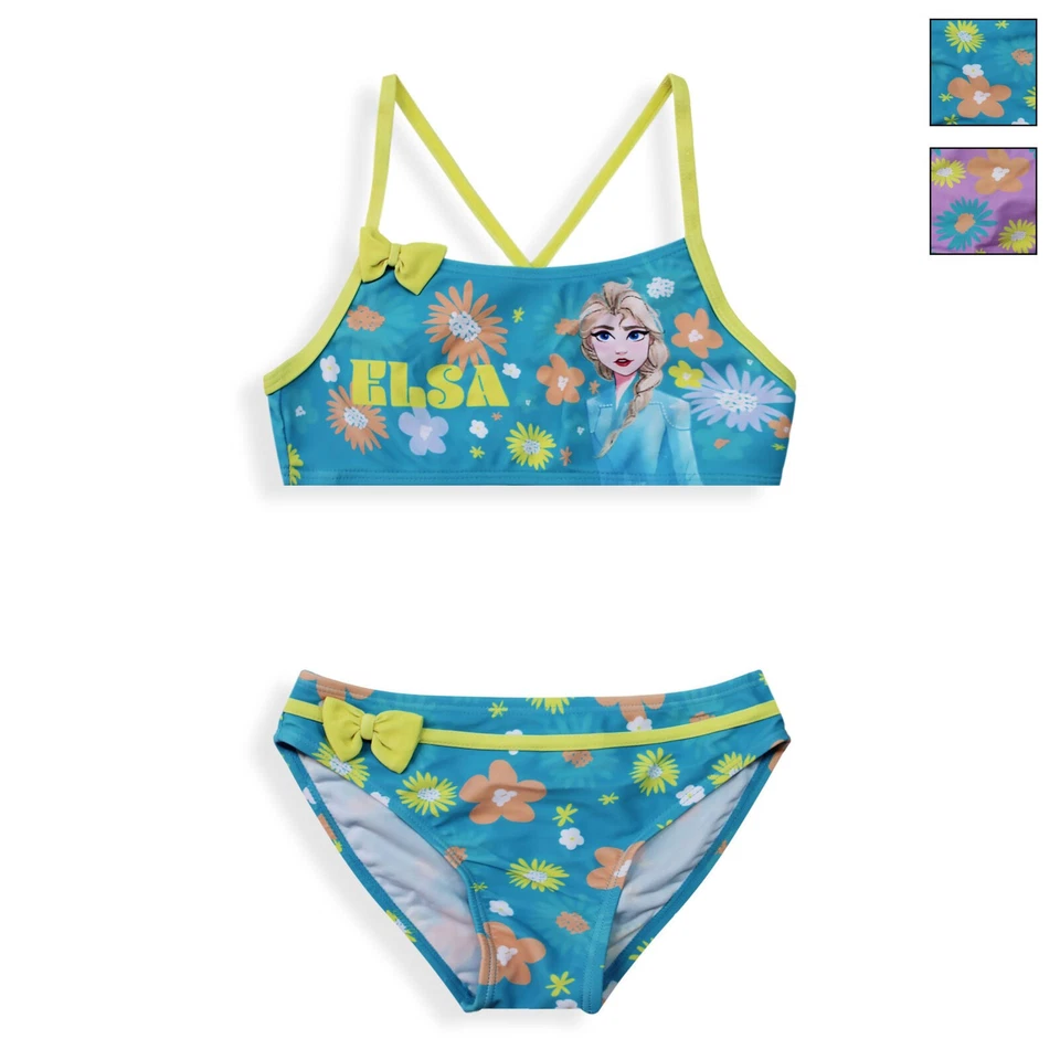 Maillot De Bain Bikini Plage Fille Disney FROZEN ELSA 2 Pièces Avec Nœuds 6667 - Photo 1/1