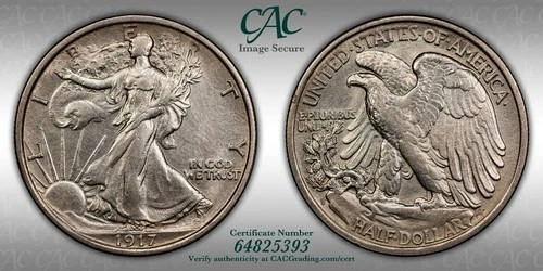 Photo of a 1917-S Walking Liberty Half Dollar from an eBay listing that sold on Jul 18, 2026