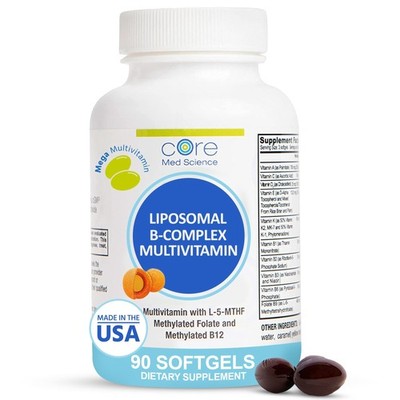 Core Med Science Liposomal Methylated Multivitamin B-Complex, 90 Softgels - N...