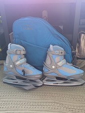 Softec Youth Adjustable Size Recreational Ice Skates Blue/Gray w/ LL Bean Bag