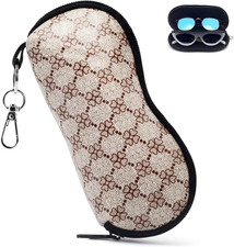 Large Double Eyeglasses Case Squeeze Top Soft Glasses Pouch Microfiber Cell Phon