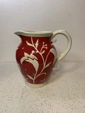 Fitz and Floyd, Town and Country Red Stylish Drinking Pitcher, Rare Find 