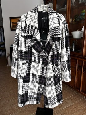 Thread Collective Womens Bold Plaid Coat w/Oversized Collar Plaid Size Large NWT