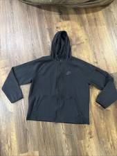 Nike Hoodie Mens XL Black Fleece Full Zip Swoosh Sweatshirt DD5284-010