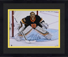 Framed Tuukka Rask Boston Bruins Signed 16x20 in Net Photo w/Inscs - LE #10/10