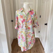 Vtg LRL Ralph Lauren Nightgown Sleep Shirt Women Sz S Floral Button Up Cotton