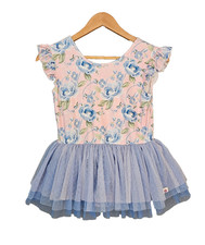 Cheeky Plum Farrah Tiered Tulle Leotard Dress Girls 12Y Blush Bloom Ballet Dance