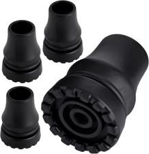 4-Pack Rubber Cane Tips 3/4 Inch Heavy Duty Walking Cane Tips, Black Sturdy Repl