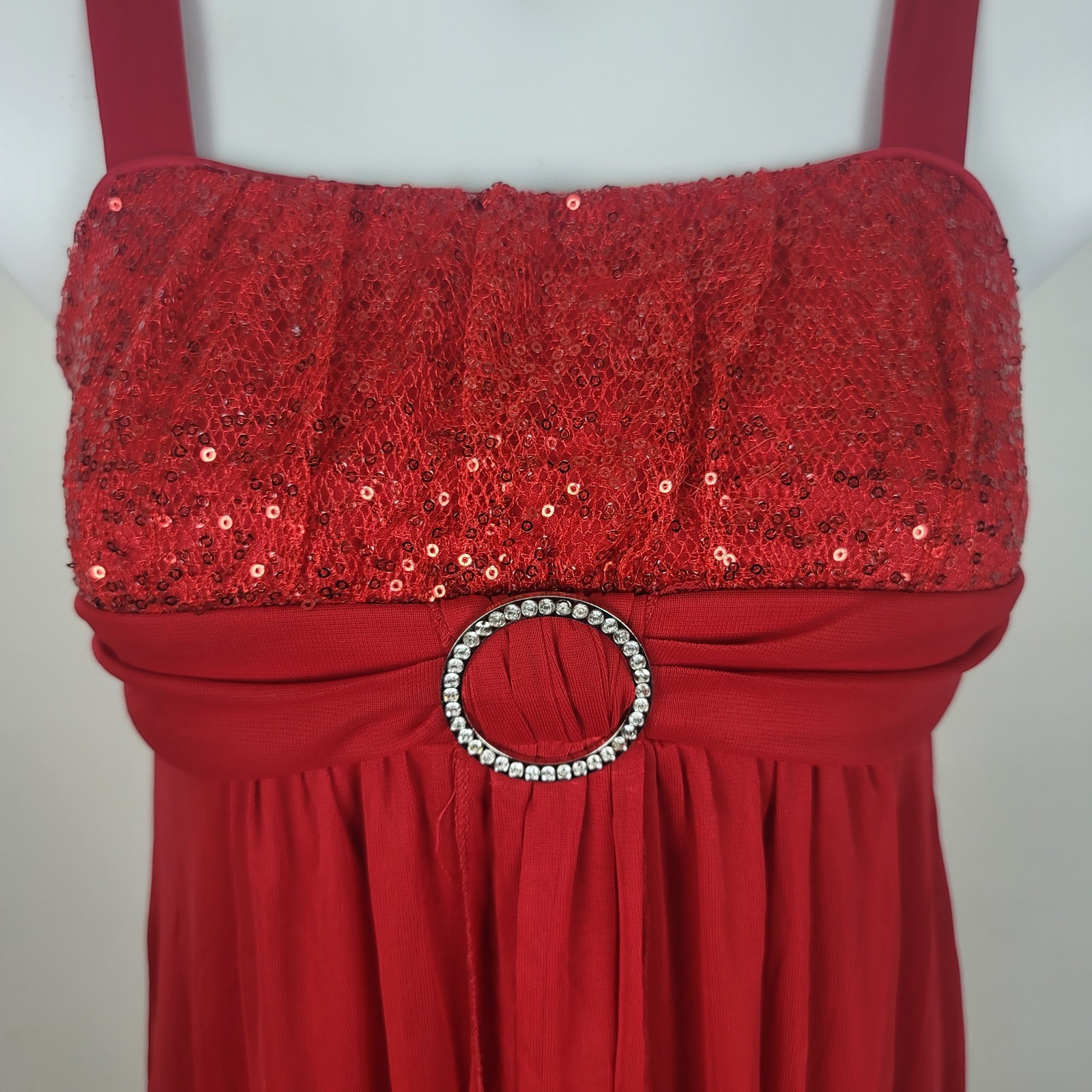 Ruby Rox Red Sequin Back Tie Boat Neck Layered Dr… - image 2