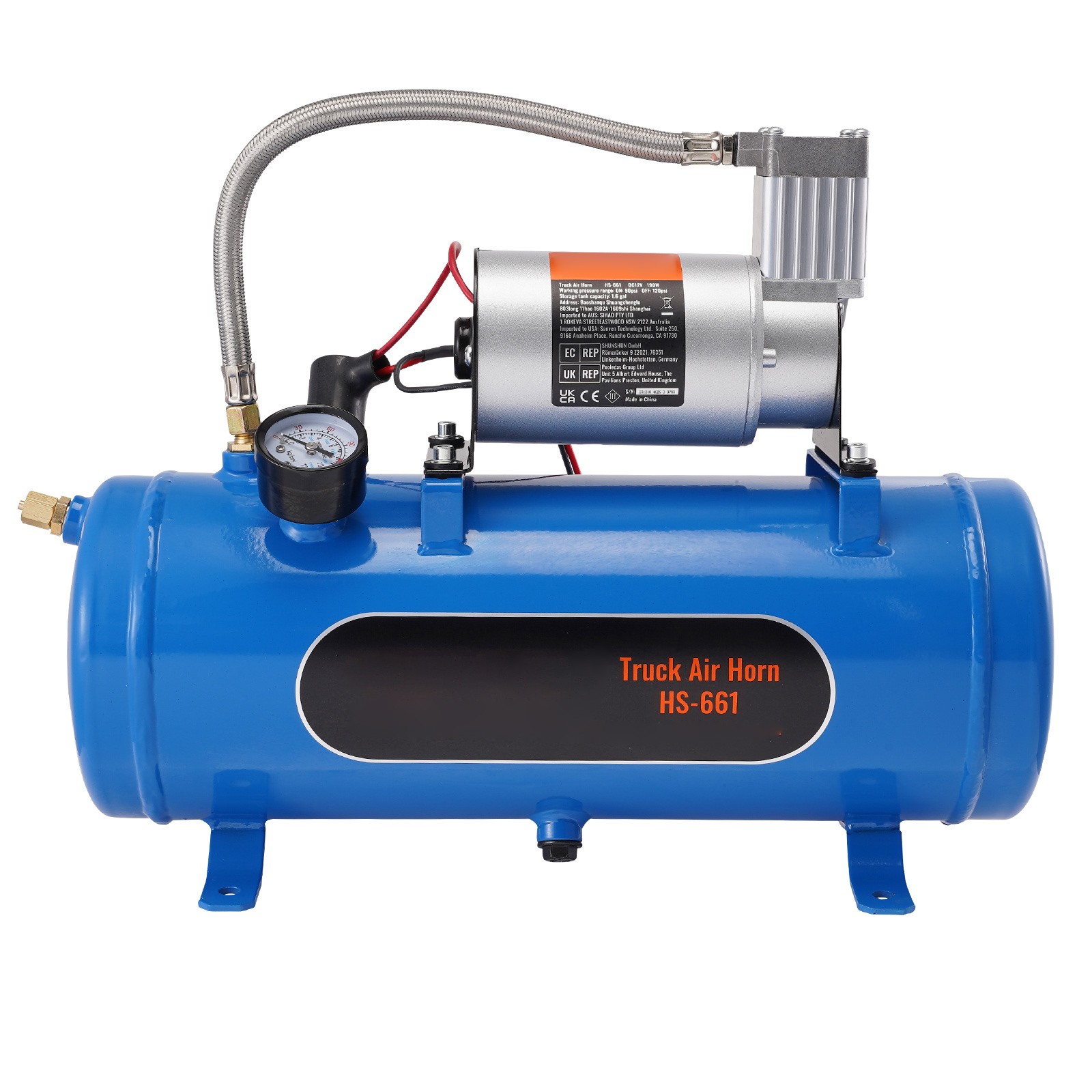 Uimoso 12V Air Compressor 1.6 Gal/6L Tank Onboard Air Horn Compressor Kit
