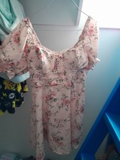 Women's Floral Print Dress Short Sleeve, Large