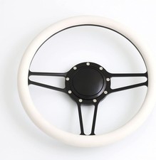 14 Billet Steering Wheel White Half Wrap Custom Chevy Ididit Flaming W Horn 14 Billet Steering Wheel White Half Wrap Custom Chevy Ididit Flaming W Horn
