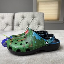 Crocs Minecraft Shoes Mens Size 8 Womens 10 Green Light Up Classic Clog Gamer