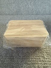 Unfinished Wooden Storage Box with Hinged Curved Lid Jewelry Craft DIY 4x3 New