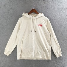 The North Face Hoodie Womens L Standard Never Stop Exploring Logo Cotton Cream