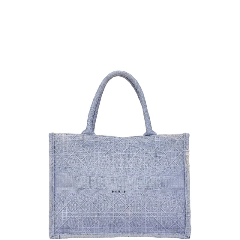 Sac à main en toile bleu moyen Dior Book Tote ouvert créateur luxe bag