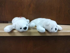 Vintage 90's Dan Brechner small 6"  Bean Bag Polar Bear With Heart