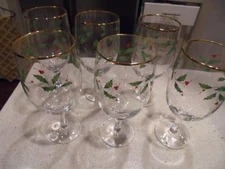 6 Lenox Holiday Dimension 14-ounce iced tea glasses/wine goblets brand-new nice!