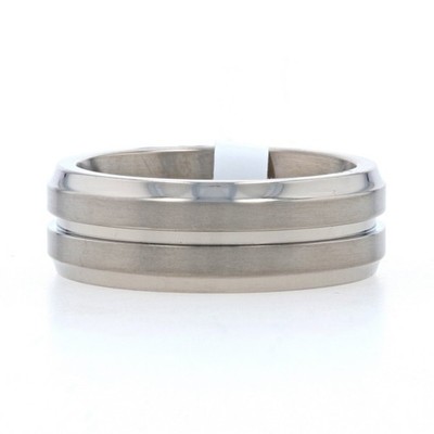 NEW Men's Wedding Band - Titanium Ring 13 Comfort Fit Striped Matte Mon Cheri