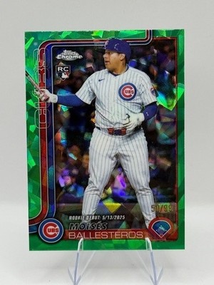 🔥Moises Ballesteros Rookie Green Sapphire /99 2025 Topps Chrome Update CUBS RC
