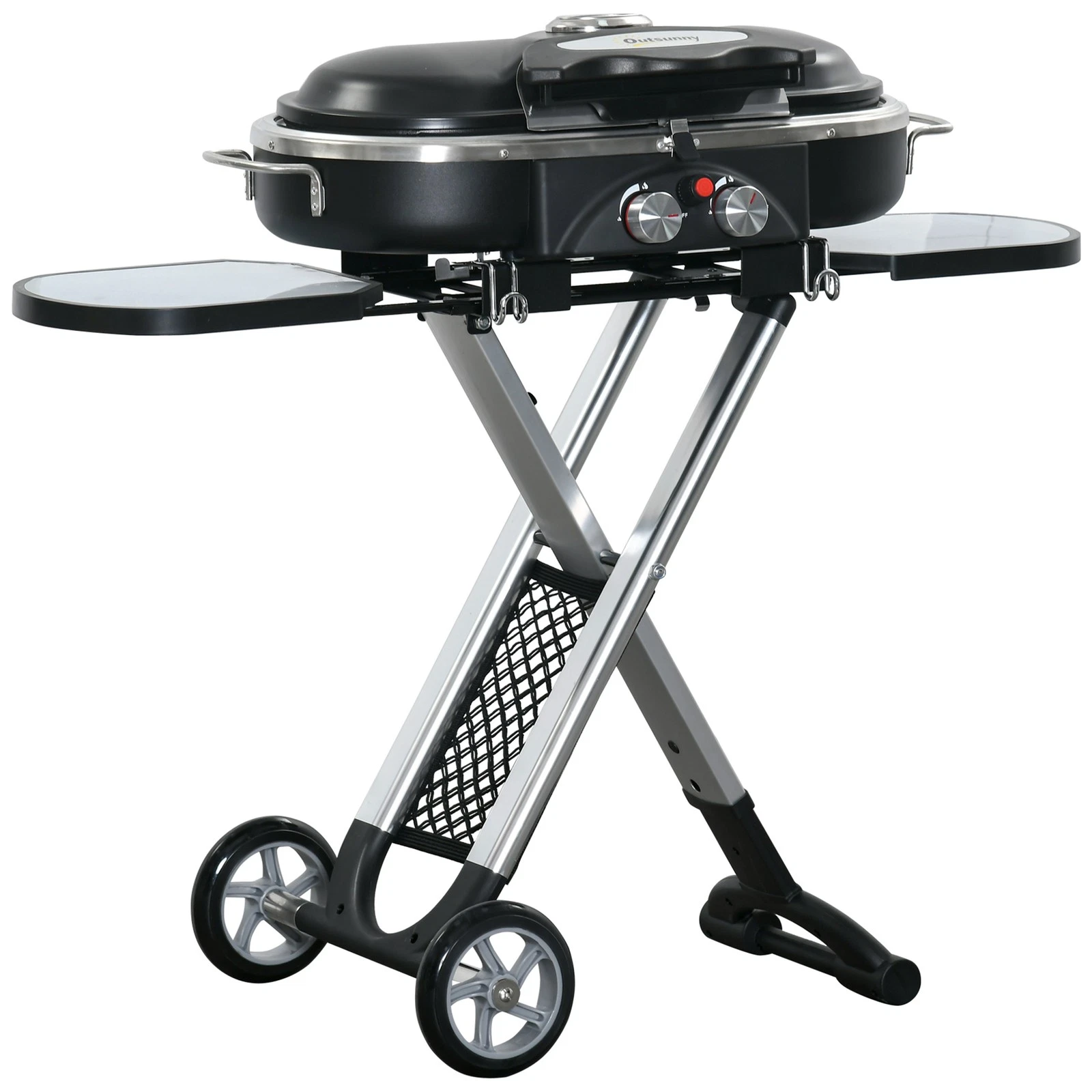 Outsunny 2 Burner Gas BBQ Grill Trolley w/ Side Shelves Storage Pocket
Opens in a new window or tab