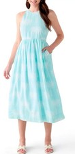 Crown & Ivy women dress Light Blue With White Acua Palm  Size 8 Was $99.50