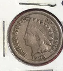 1863 US Copper Nickel Indian Head Cent! Good+ Civil War Days! Old Coin!
