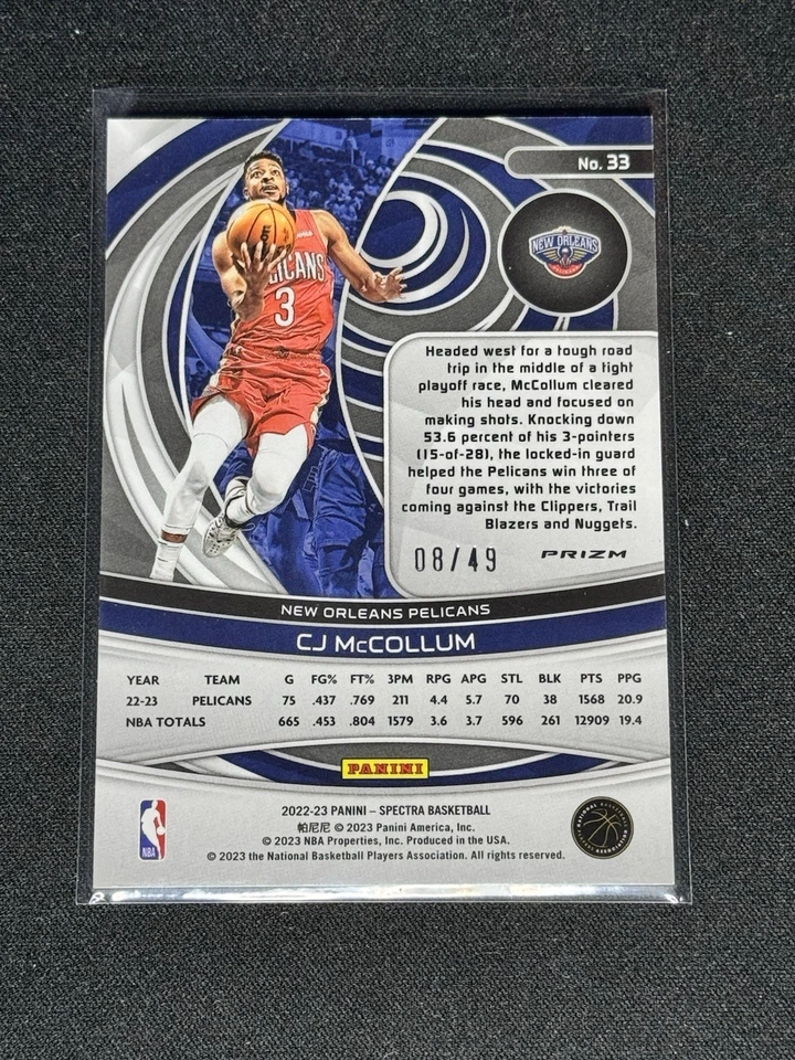 2022-23 Panini Spectra - C.J. McCollum #33 Astral Prizm /49 - Image 2 of 2