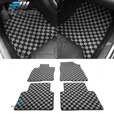 Fits 16-21 Honda Civic Front Rear Anti-Slip Checkered Flag Carpet Floor Mats 4PC