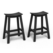Wood-Look HDPE Bar Stool Set of 2