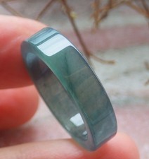 Video Certified Green 100 A JADE Jadeite Rectangle RING USA. 8.5    705760 AS