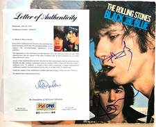 KEITH RICHARDS RONNIE WOOD SIGNED ROLLING STONES BLACK AND BLUE ALBUM PSA LOA