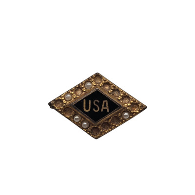 Vintage WWII Era Faux Pearl USA USA pin 10K GF On Silver