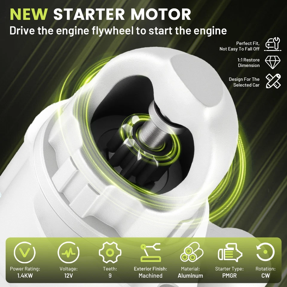 Starter Motor Fit 2008-2017 Chevrolet Cobalt Equinox HHR Impala Malibu Captiva Foto 3 de 4