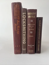 Vintage 4 Book Lot Hard and Soft Cover Books Decor Red & Brown