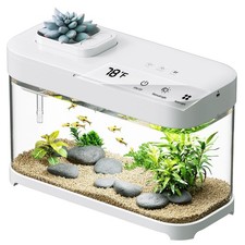 Smart Fish Tank 3 Gallon Aquarium Starter Kit with Temperature Monitor, Hidde...