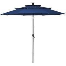 10ft 3 Tier Patio Market Umbrella Aluminum Sunshade Shelter Double Vented Navy