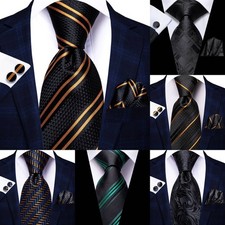 Men Tie 3 Pieces Necktie Pocket Square Cufflinks Multicol Wedding Party