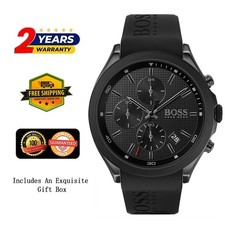 HUGO BOSS 1513720 MEN'S SYNTHETIC RUBBER WATCH BLACK DIAL 44 MM