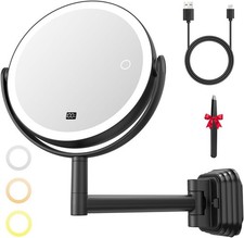 Auxmir Lighted Makeup Mirror 1X 30X Magnifying Wall Mounted Rechargeable