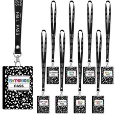 Fuyoooo 16 Set Composition Notebook Hall Pass 2.4 x 3.5", Black, White